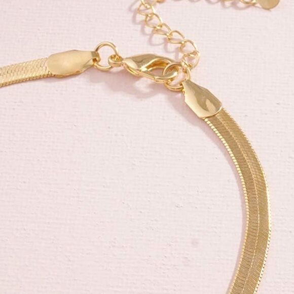 NEW 18k Herringbone Snake Chain Necklace - Picture 4 of 7